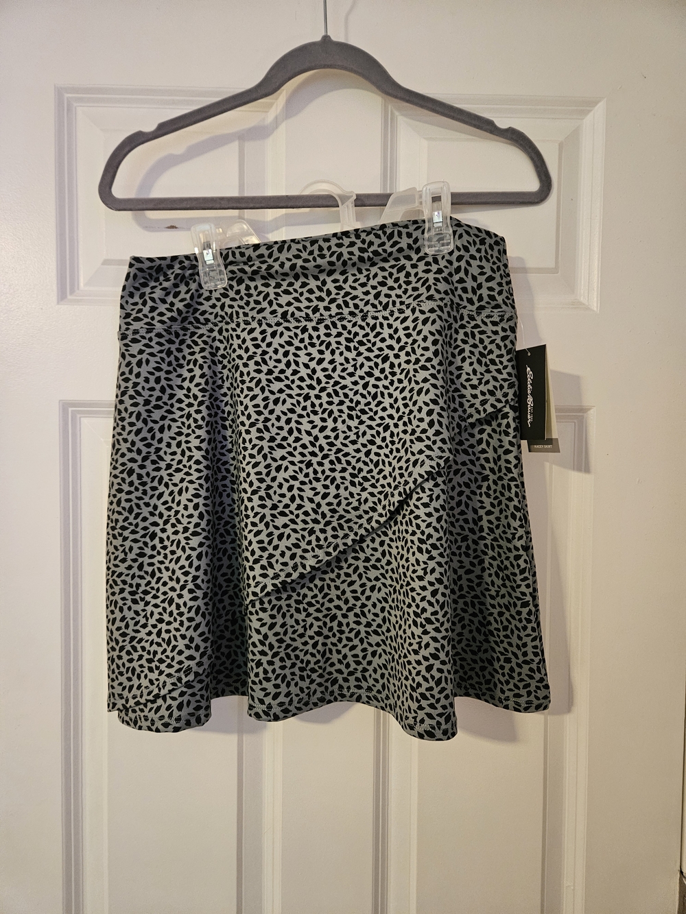Printed A-Line Mini Skirt in Black and White